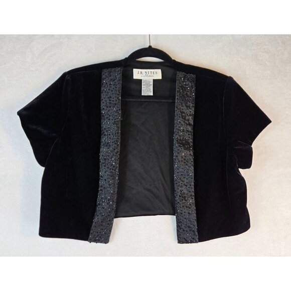 Black Velvet Bolero Evening Jacket Sz 8 JR Nites by Caliendo Open Topper 90s VTG - Picture 7 of 9